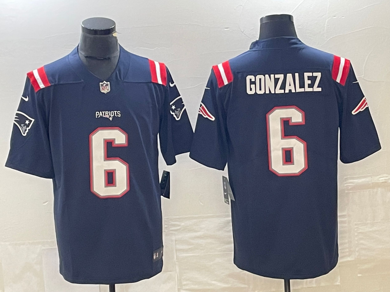 Men's New England Patriots Christian Gonzalez Navy Team Game Jersey football jersey product view 1