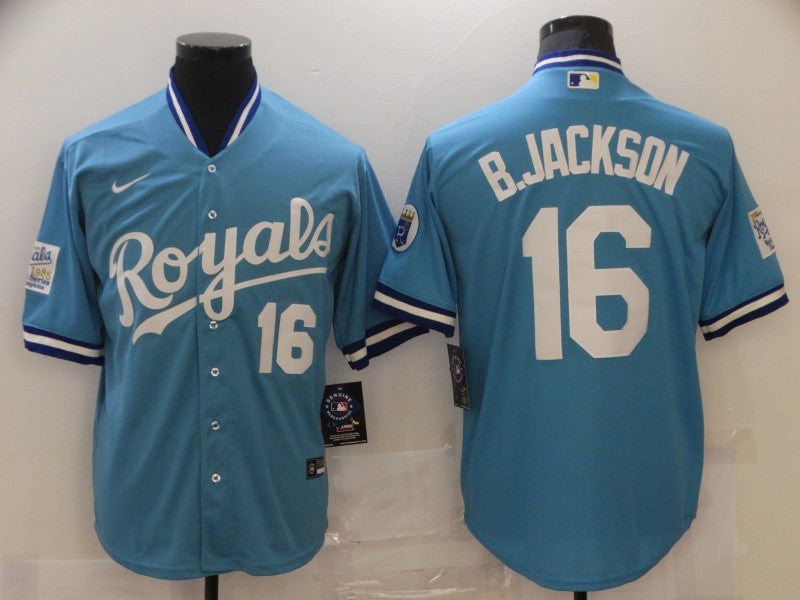 Men's Kansas City Royals Bo Jackson Blue Fashion Stitched Jersey baseball jersey product view 1