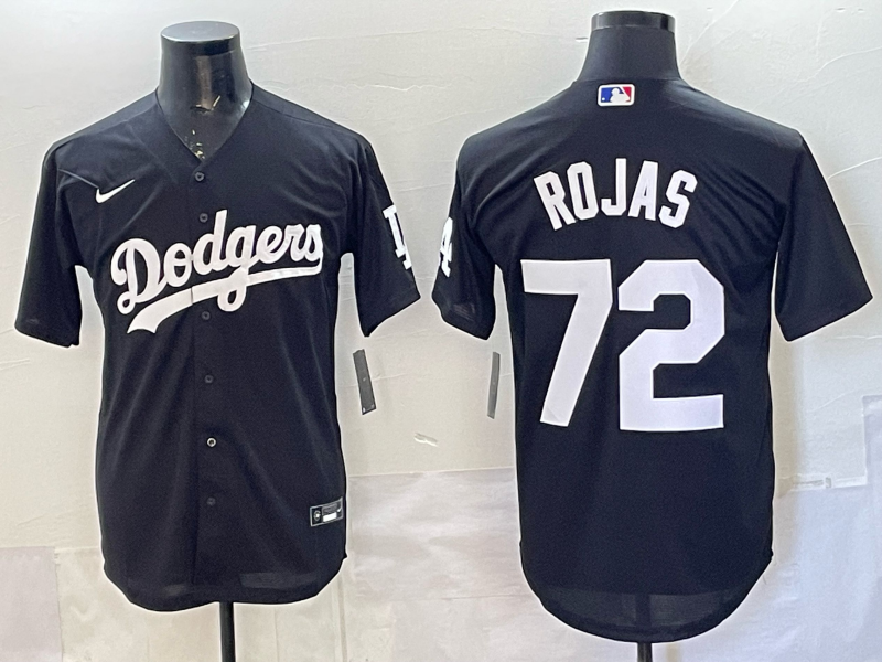 Men's Los Angeles Dodgers Manny Rojas Black Replica Jersey baseball jersey product view 1