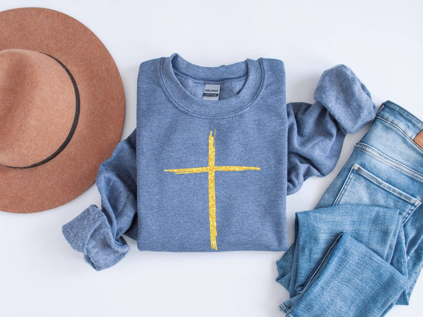 Christian Gold Cross Blu Spring Women's Graphic Sweatshirt Unisex T-shirt, Sweatshirt, Hoodie, Long Sleeve Tee - T-Shirt, Sweatshirt, Hoodie