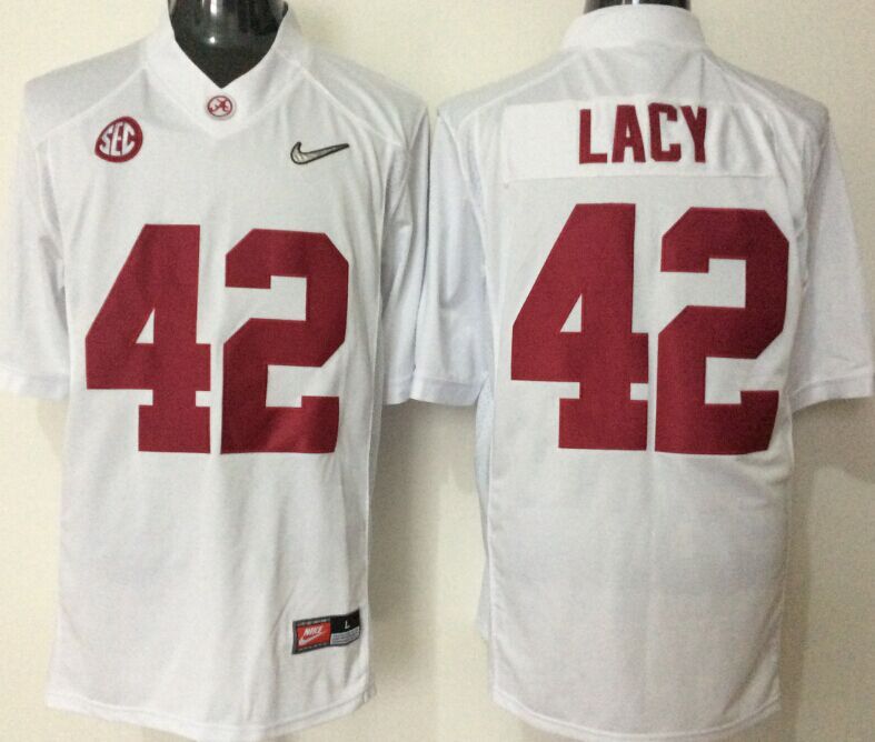 Men's Alabama Crimson Tide Eddie Lacy White Player Game Jersey sports jersey product view 1