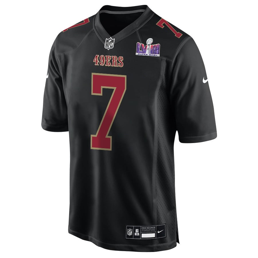 Charvarius Ward 7 San Francisco 49ers Super Bowl LVIII Patch Fashion Game Men Jersey - Carbon Black football jersey product view 2