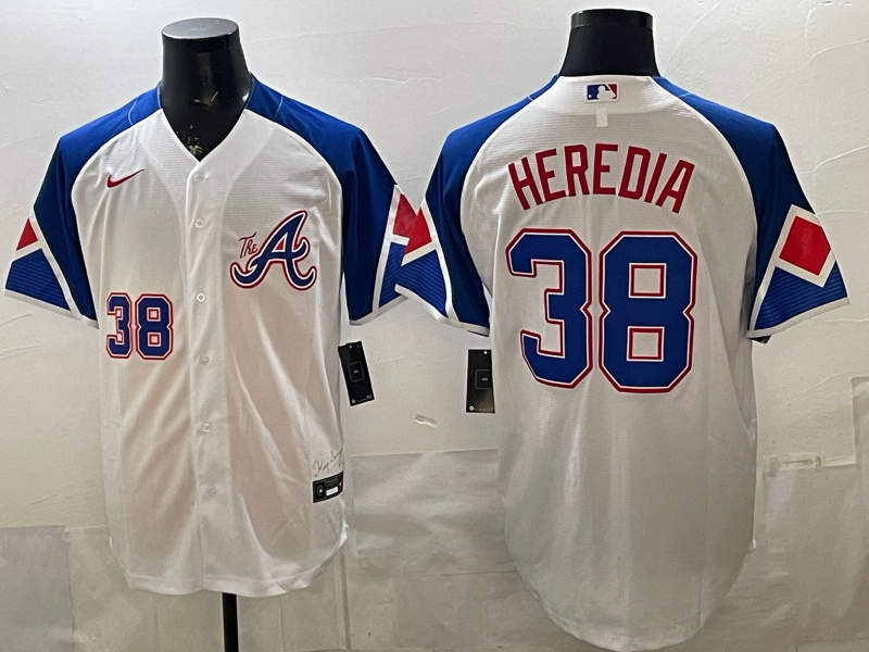 Men's Atlanta Braves Guillermo Heredia #38 White City Connect Limited Player Jersey baseball jersey product view 1
