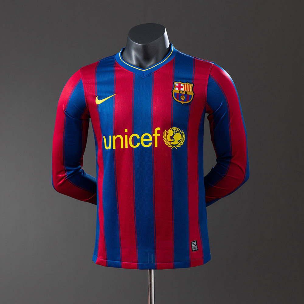 Barcelona 09/10 Home Long Sleeve Player Version Retro Jersey sports jersey product view 1