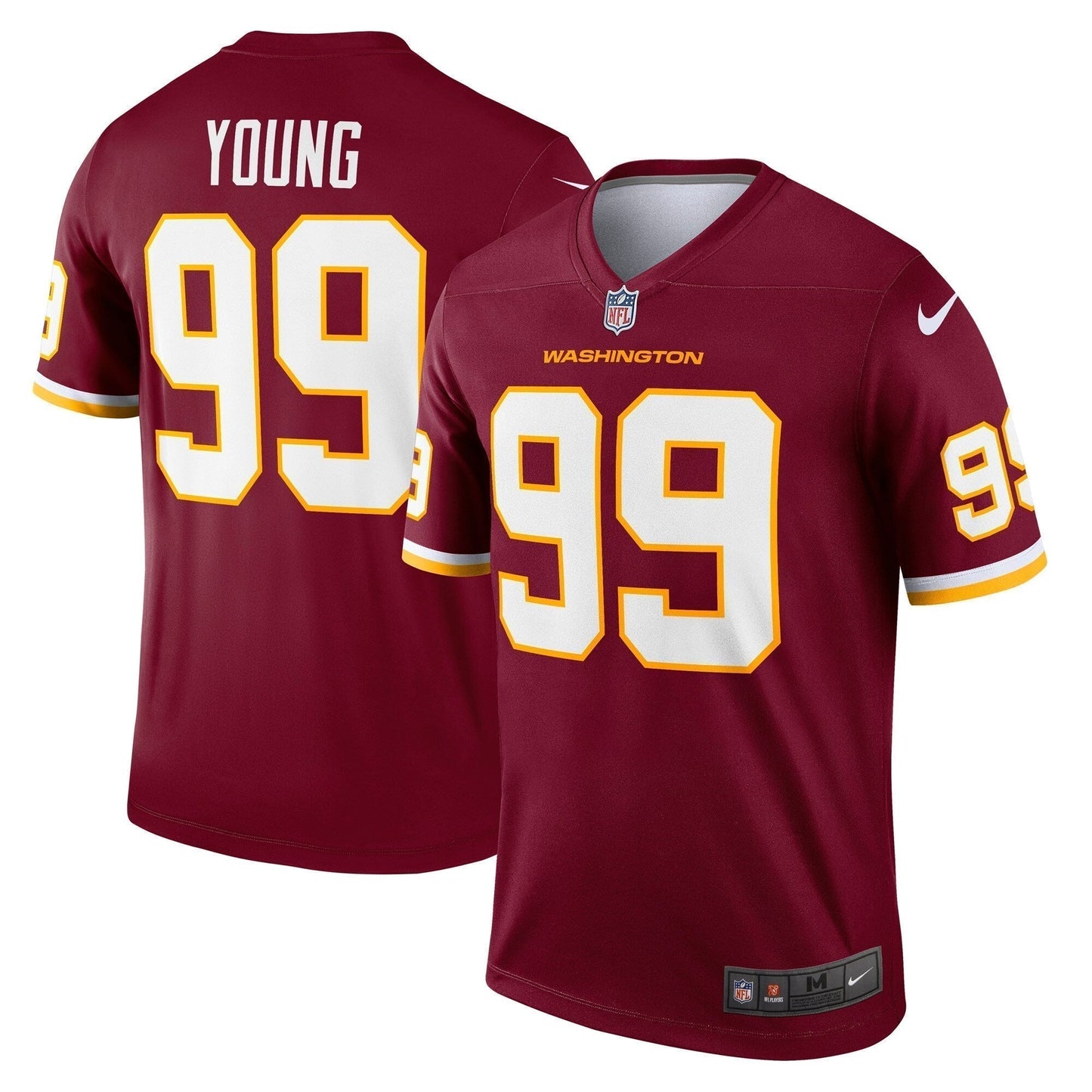 Chase Young Washington Football Team Legend Jersey - Burgundy football jersey product view 1