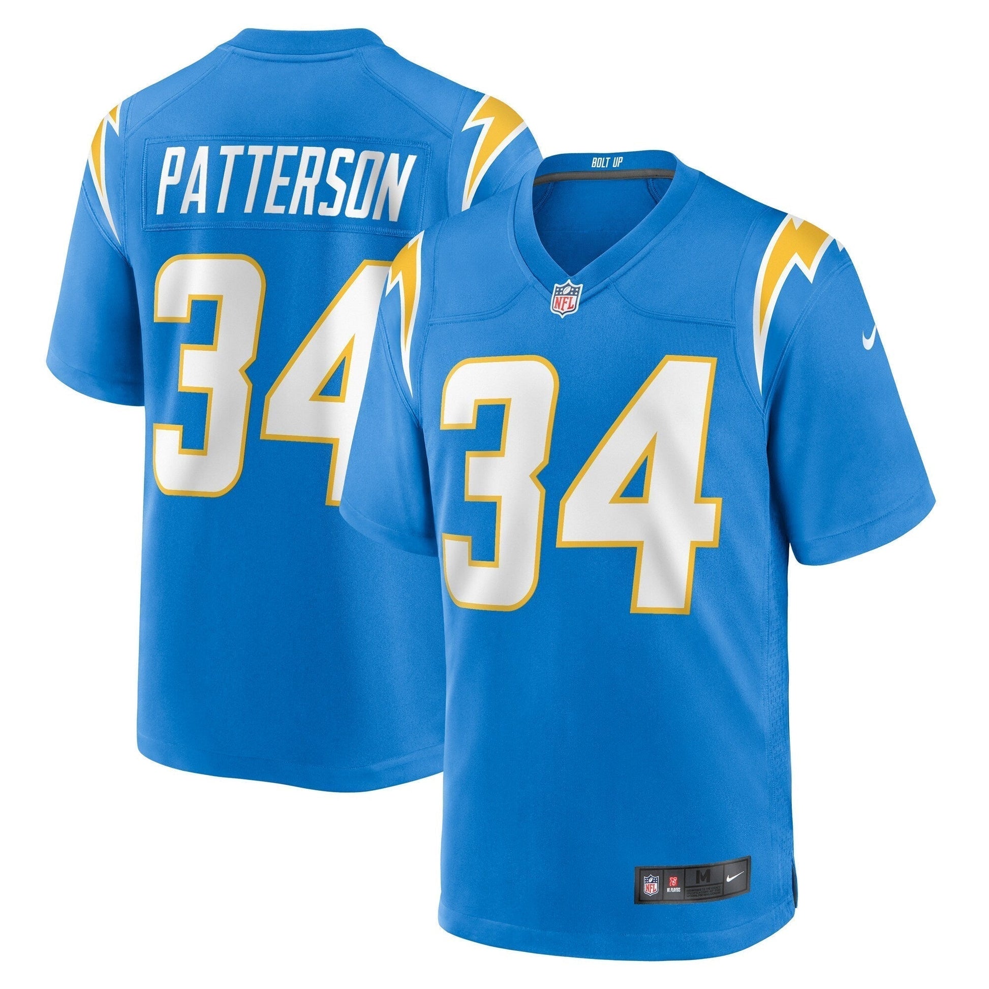 Jaret Patterson Los Angeles Chargers Team Game Jersey - Powder Blue football jersey product view 1