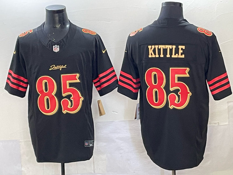 Men's San Francisco 49ers George Kittle Black 2025 Rivalries Collection Game Jersey football jersey product view 1