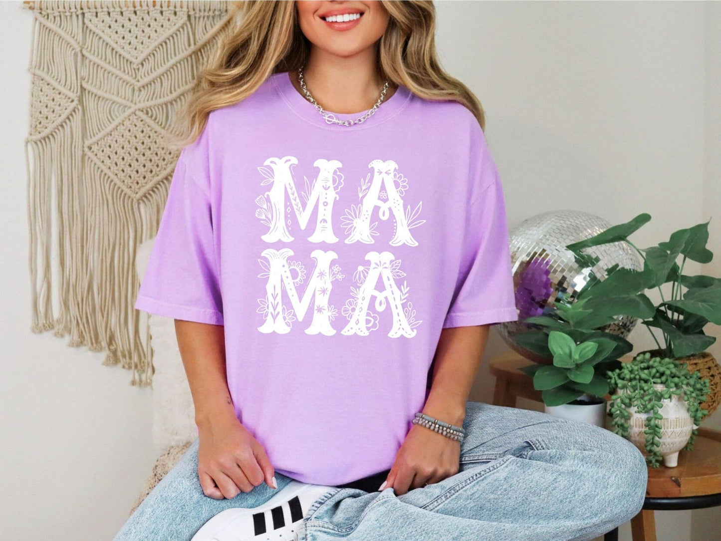 Vintage Mama Lilac Garment Dye Cc Mother's Day Graphic Tee Unisex T-shirt, Sweatshirt, Hoodie, Long Sleeve Tee - T-Shirt, Sweatshirt, Hoodie