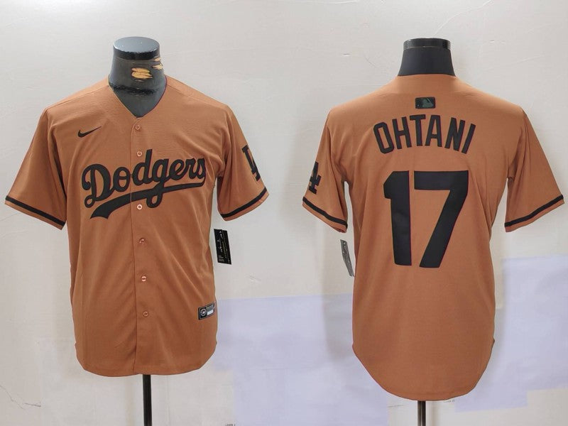 Men's Los Angeles Dodgers Shohei Ohtani #17 Brown Game Player Jersey baseball jersey product view 1