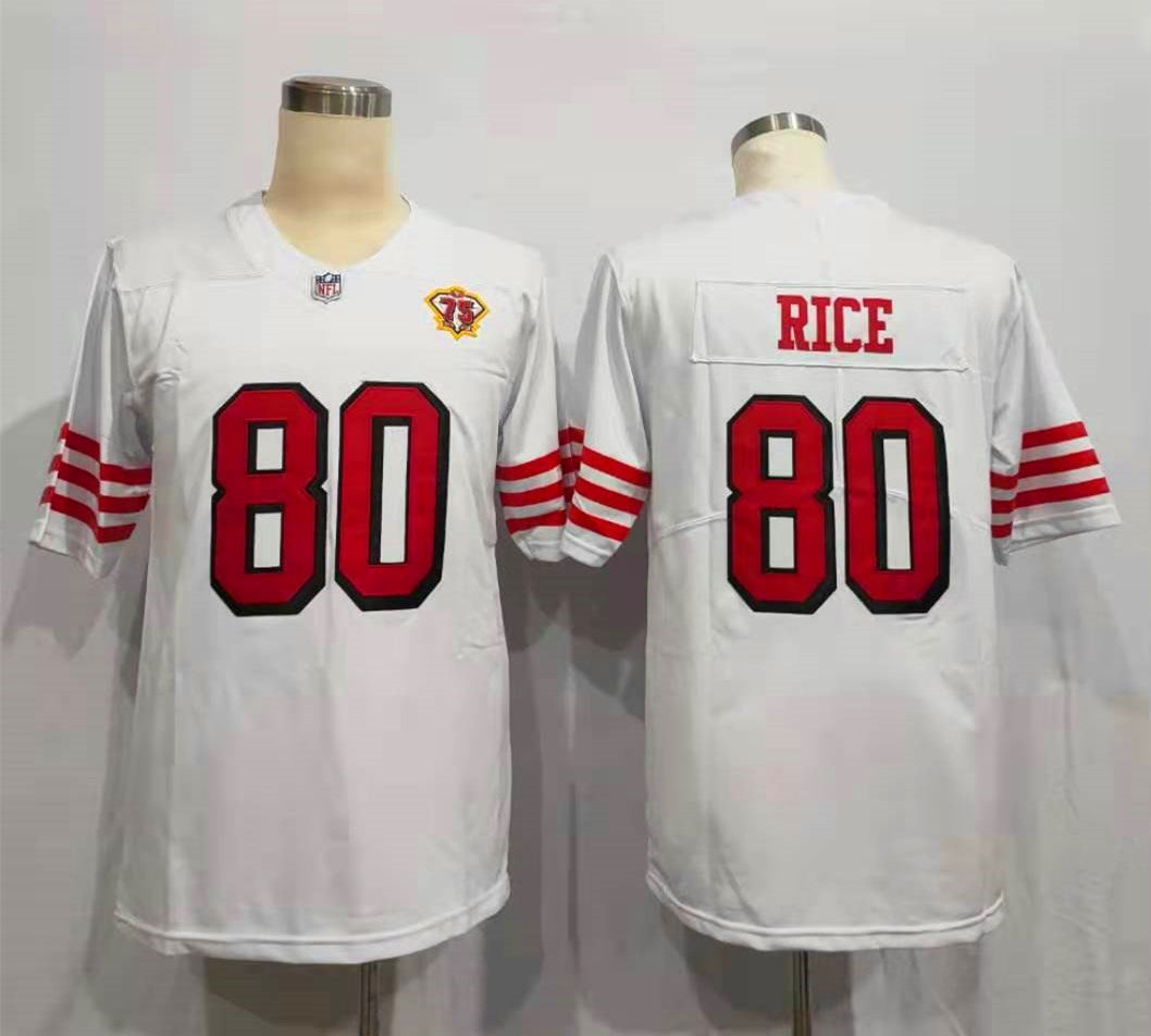 Men's San Francisco 49ers Jerry Rice White 75th Anniversary Game Player Jersey football jersey product view 1