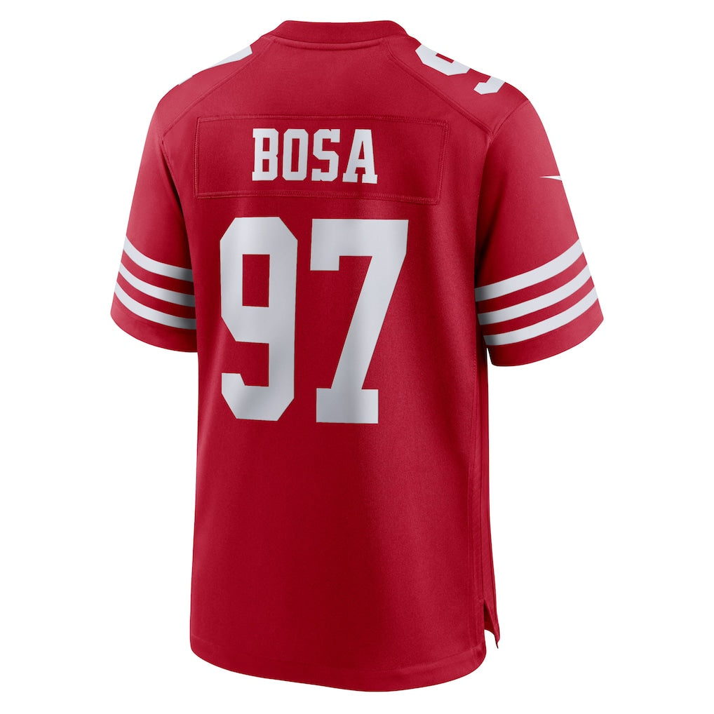 SF.49ers #97 Nick Bosa Scarlet Team Game Jersey football jersey product view 1
