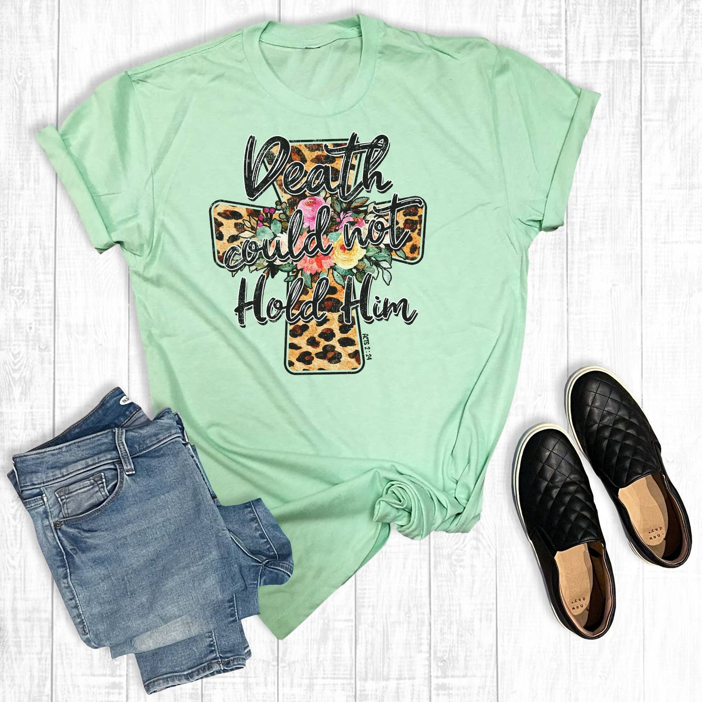 Death Could Not Hold Him Leopard Cross Unisex T-shirt, Sweatshirt, Hoodie, Long Sleeve Tee - T-Shirt, Sweatshirt, Hoodie