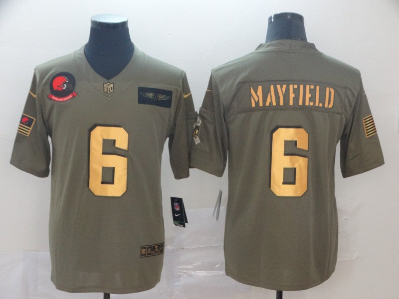 Men's Cleveland Browns Baker Mayfield Olive Limited Player Jersey1 football jersey product view 1
