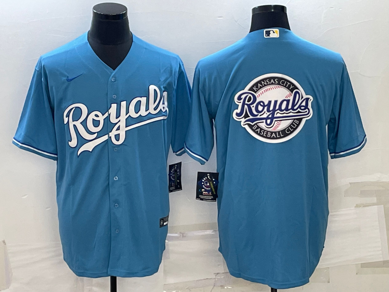 Men's Kansas City Royals Light Blue Alternate Replica Team Logo Jersey baseball jersey product view 1