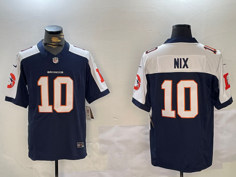 Men's Denver Broncos Bo Nix #10 Navy Alternate Game Jersey1 football jersey product view 1
