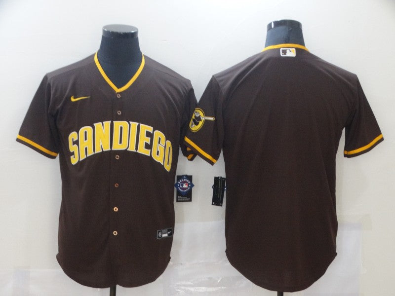 Men's San Diego Padres Brown Road Replica Blank Jersey baseball jersey product view 1