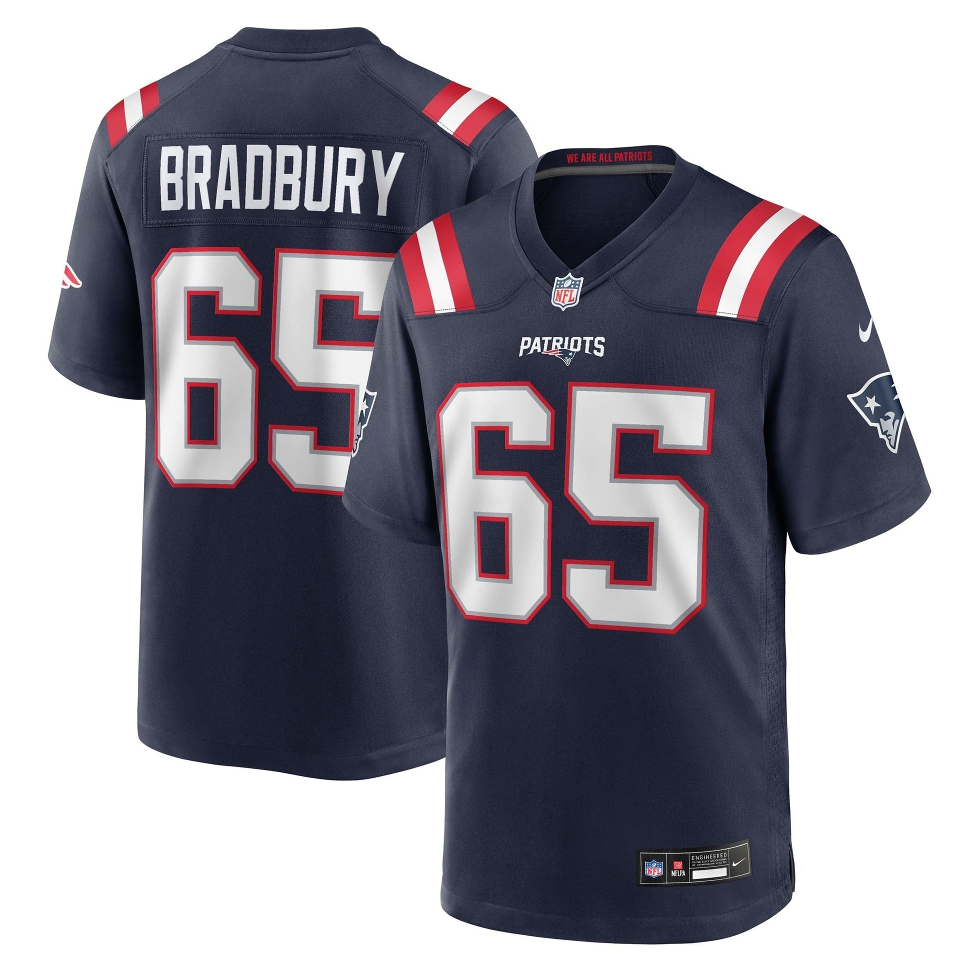 New England Patriots Garrett Bradbury Navy Team Game Jersey football jersey product view 1