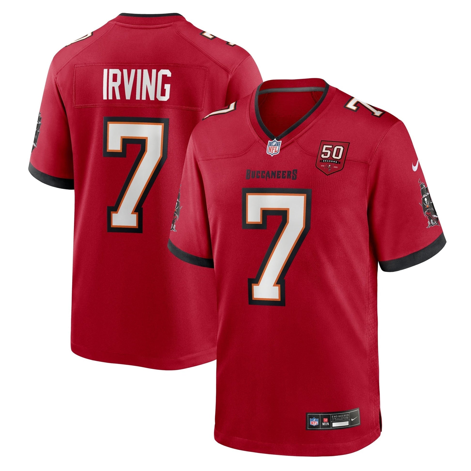Tampa Bay Buccaneers Bucky Irving Red 50th Season Team Game Jersey football jersey product view 1
