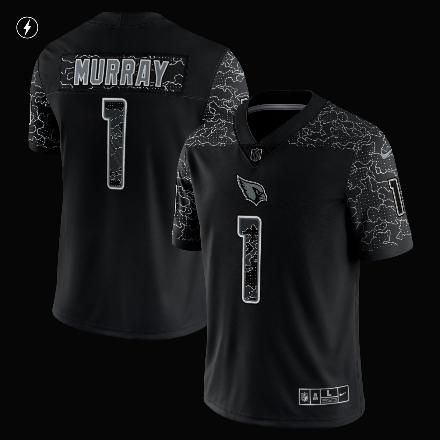 Kyler Murray Arizona Cardinals RFLCTV Limited Jersey - Black football jersey product view 2