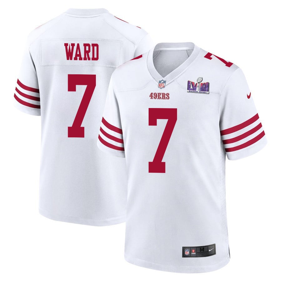 Charvarius Ward 7 San Francisco 49ers Super Bowl LVIII Patch Game Men Jersey - White football jersey product view 1