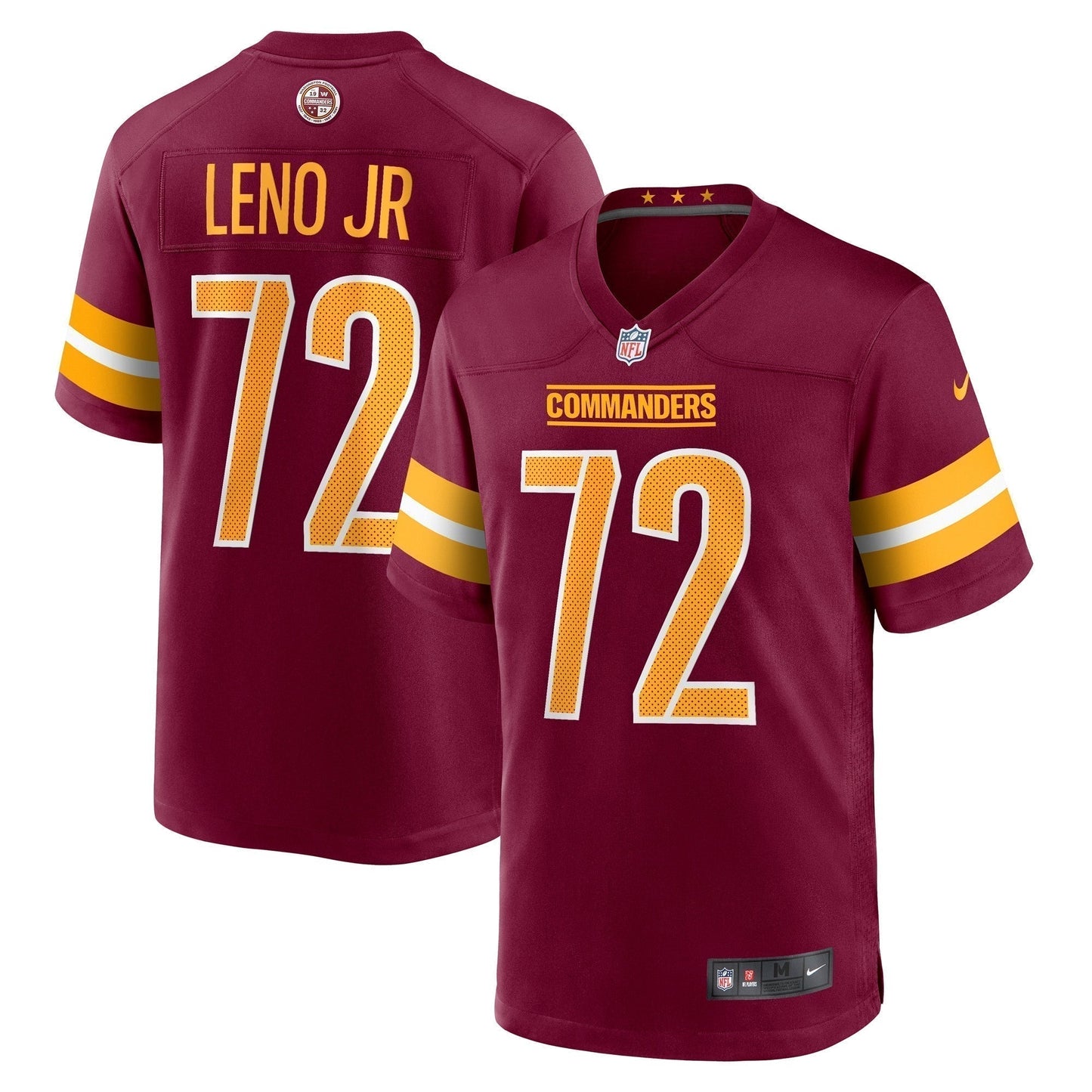 Charles Leno Jr. Washington Commanders Home Game Jersey - Burgundy football jersey product view 1