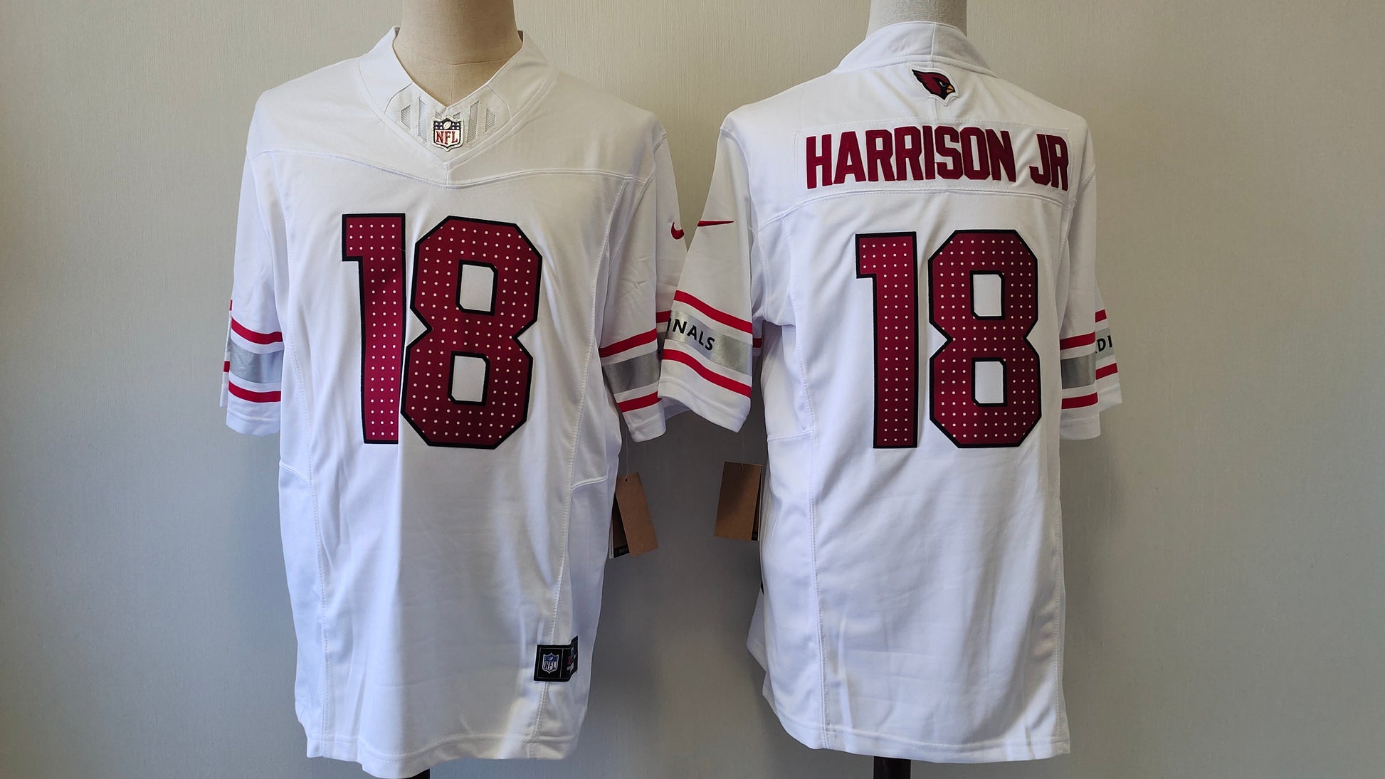 Men's Arizona Cardinals Marvin Harrison Jr. #18 White Game Jersey football jersey product view 1
