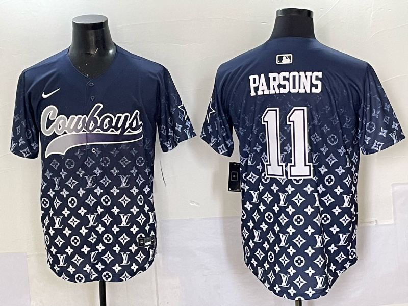 Men's Dallas Cowboys Micah Parsons #11 Navy Team Game Player Jersey football jersey product view 1