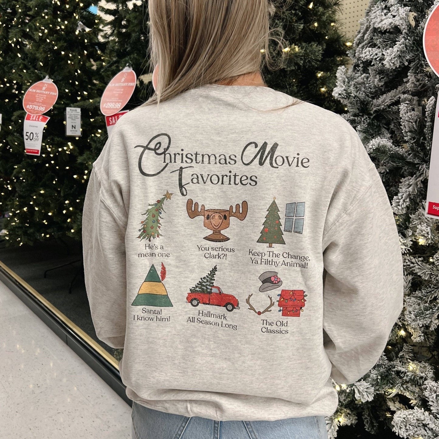 Christmas Movie Favorites (Back Print) Unisex T-shirt, Sweatshirt, Hoodie, Long Sleeve Tee - T-Shirt, Sweatshirt, Hoodie