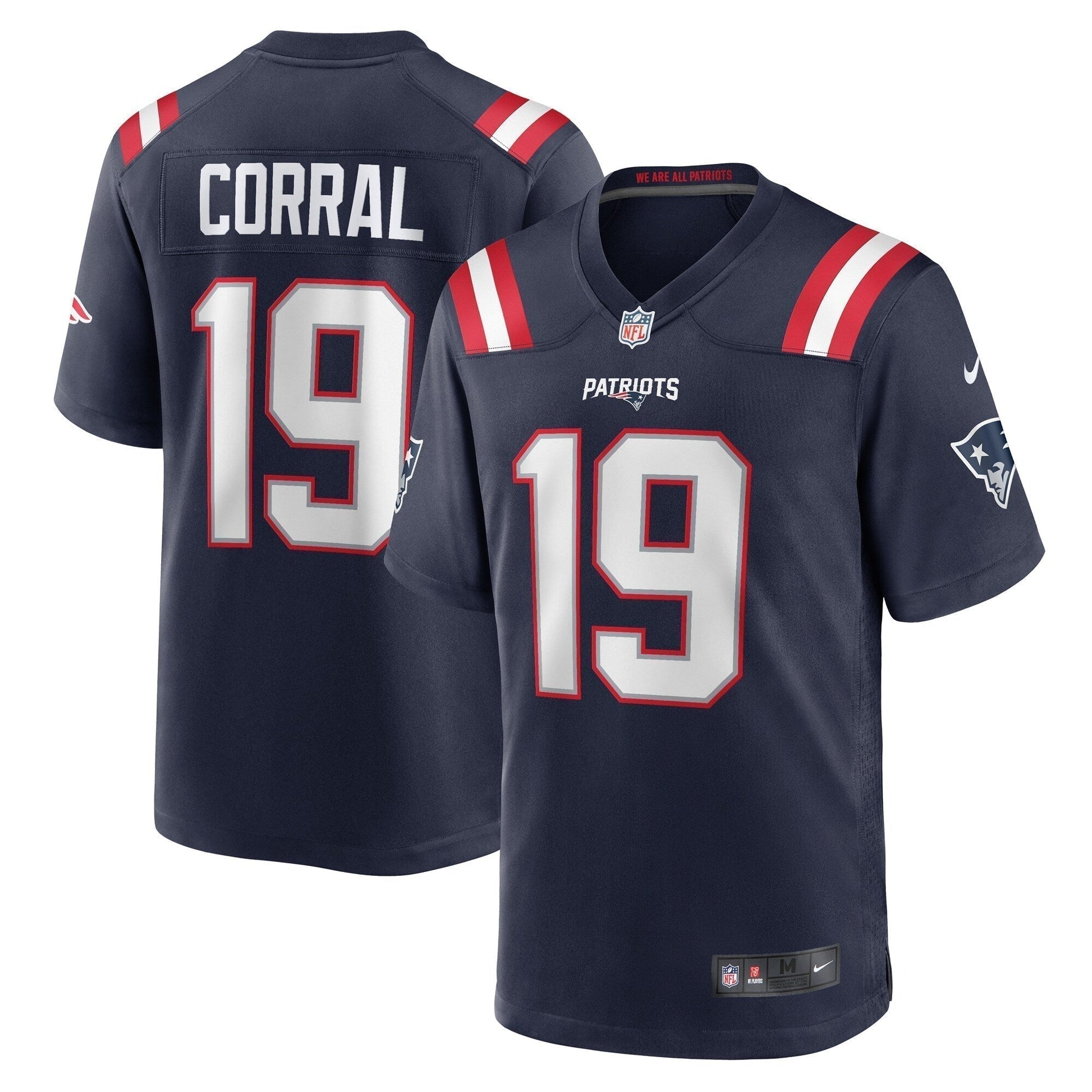 Matt Corral New England Patriots Team Game Jersey - Navy football jersey product view 1