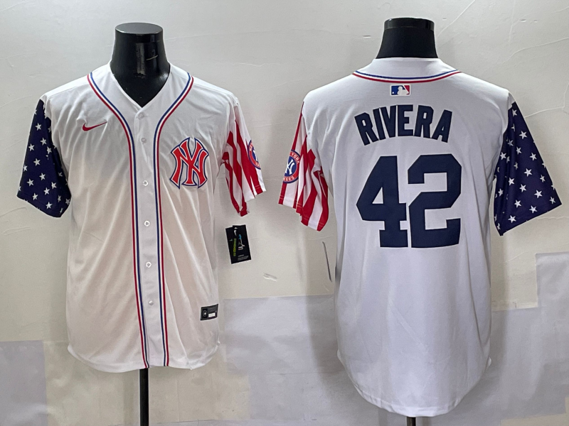 Men's New York Yankees Mariano Rivera #42 White Team Player Game Jersey baseball jersey product view 1