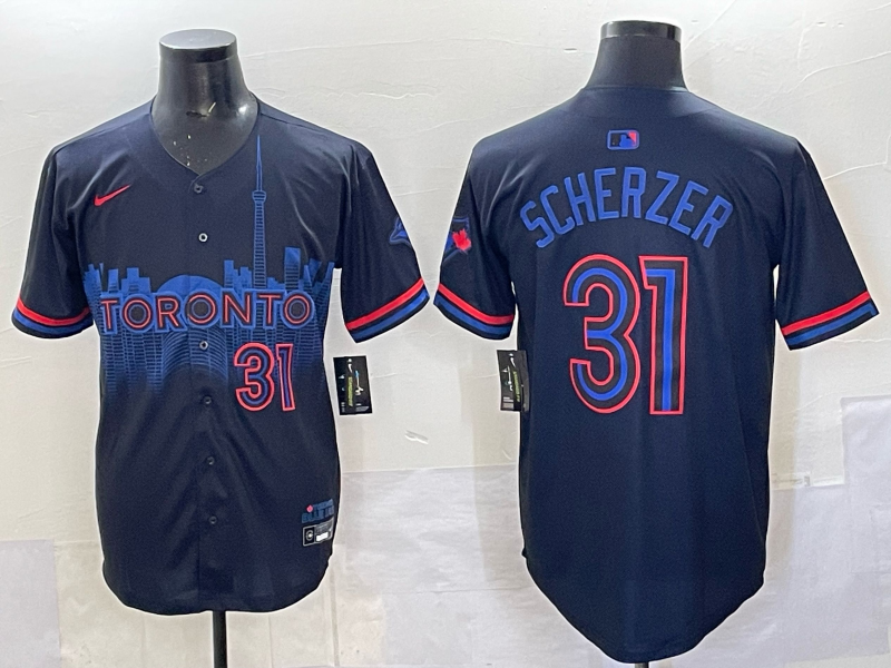 Men's Toronto Blue Jays Max Scherzer Black 2024 City Connect Limited Player Jersey baseball jersey product view 1