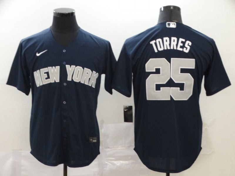 Men's New York Yankees Gleyber Torres Navy Replica Baseball Jersey baseball jersey product view 1