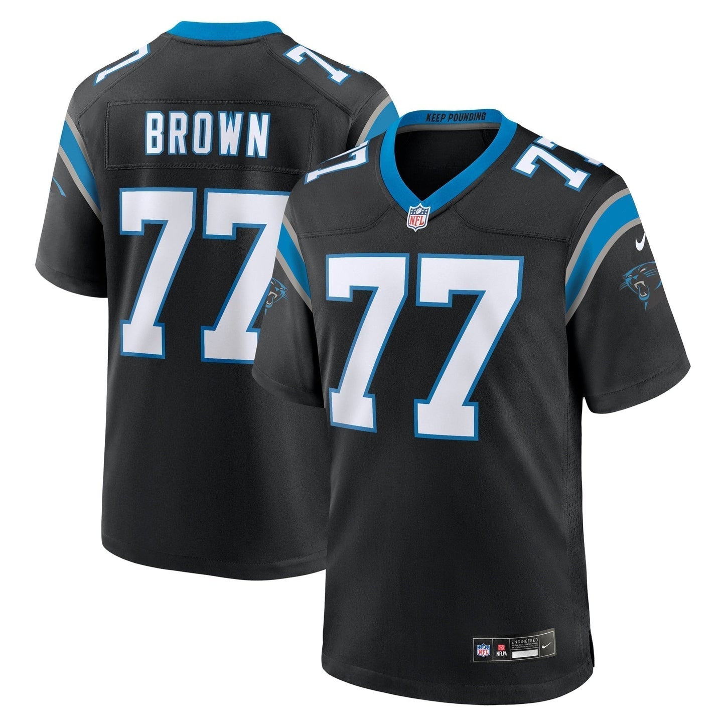 Deonte Brown Carolina Panthers Team Game Jersey - Black football jersey product view 1