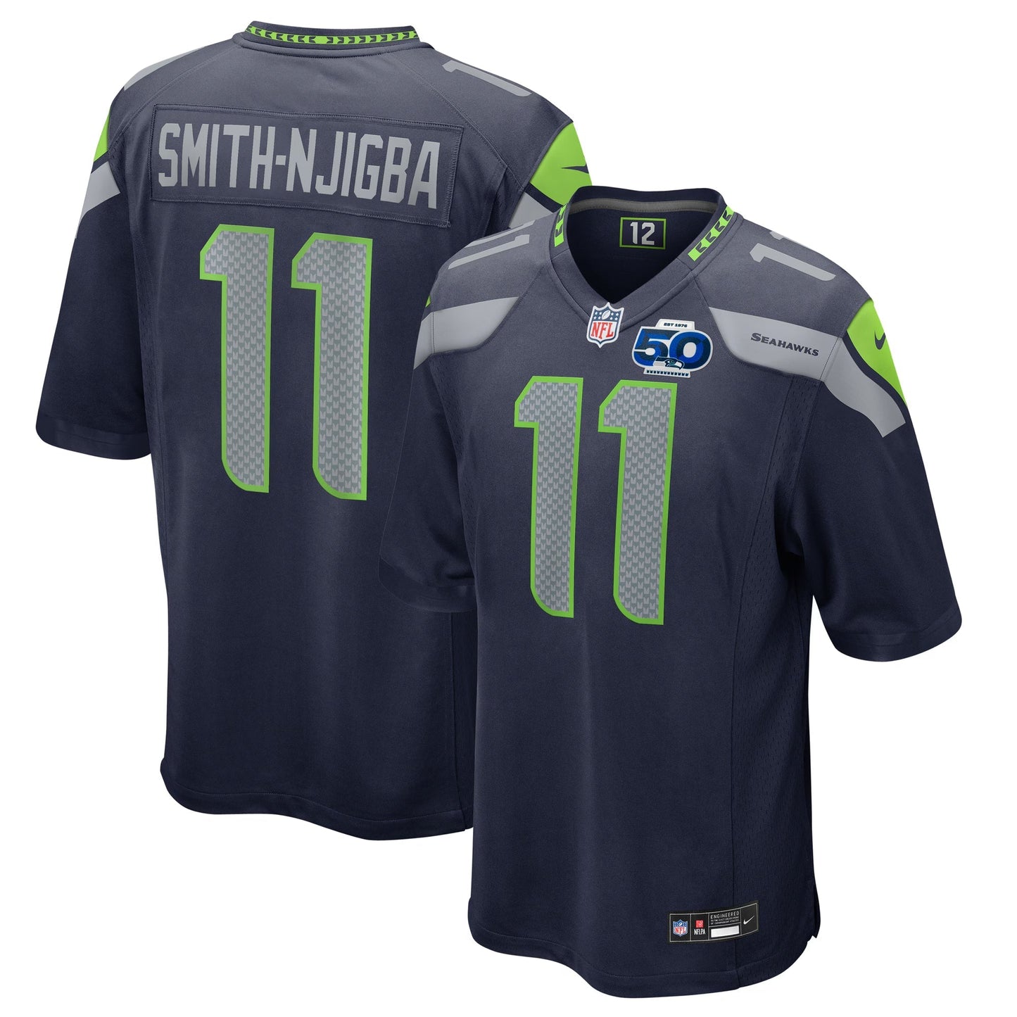 Seattle Seahawks Jaxon Smith-Njigba College Navy Team 50th Season Game Jersey football jersey product view 1