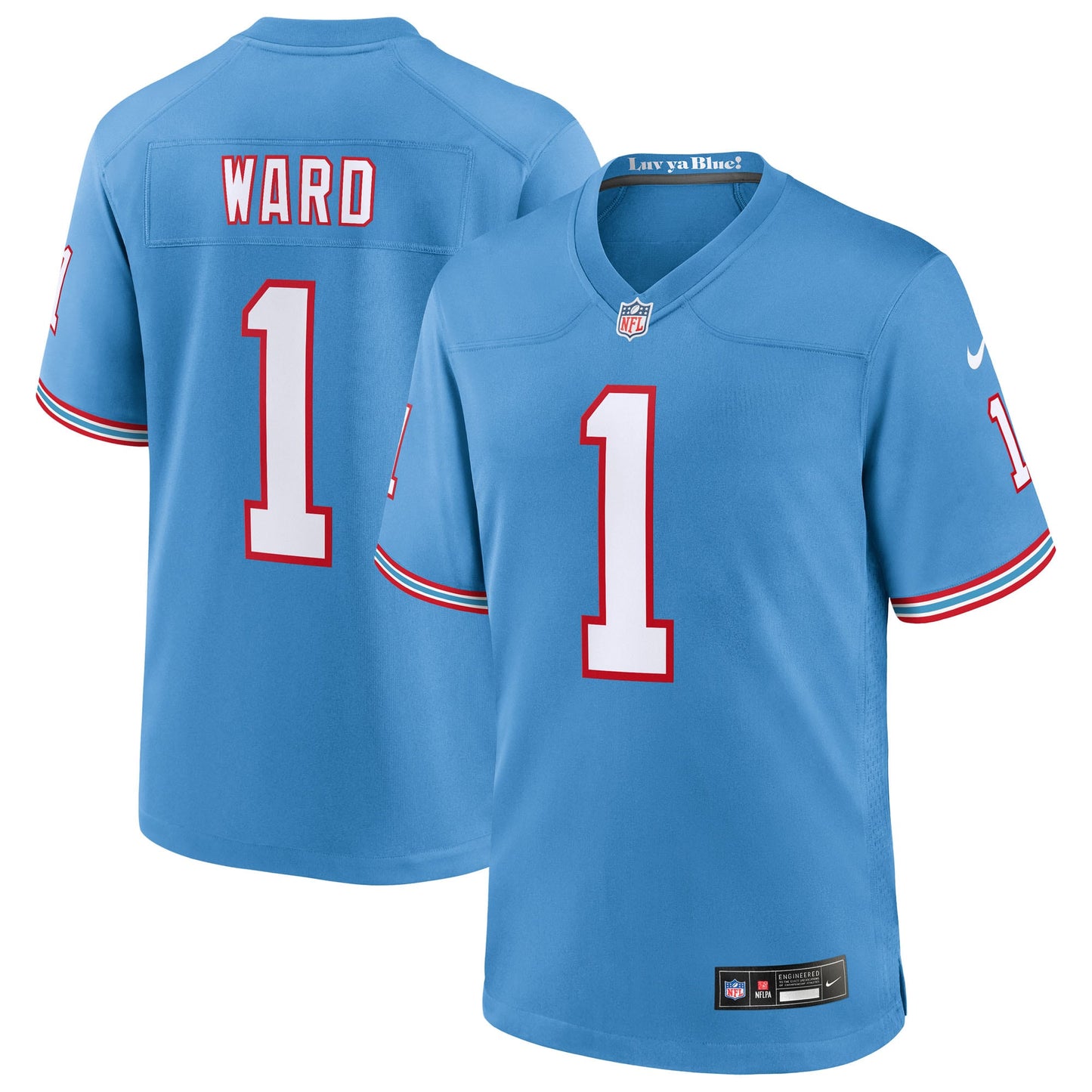 Tennessee Titans Cameron Ward Light Blue 2025 NFL Draft First Round Pick 2nd Alternate Game Jersey football jersey product view 1