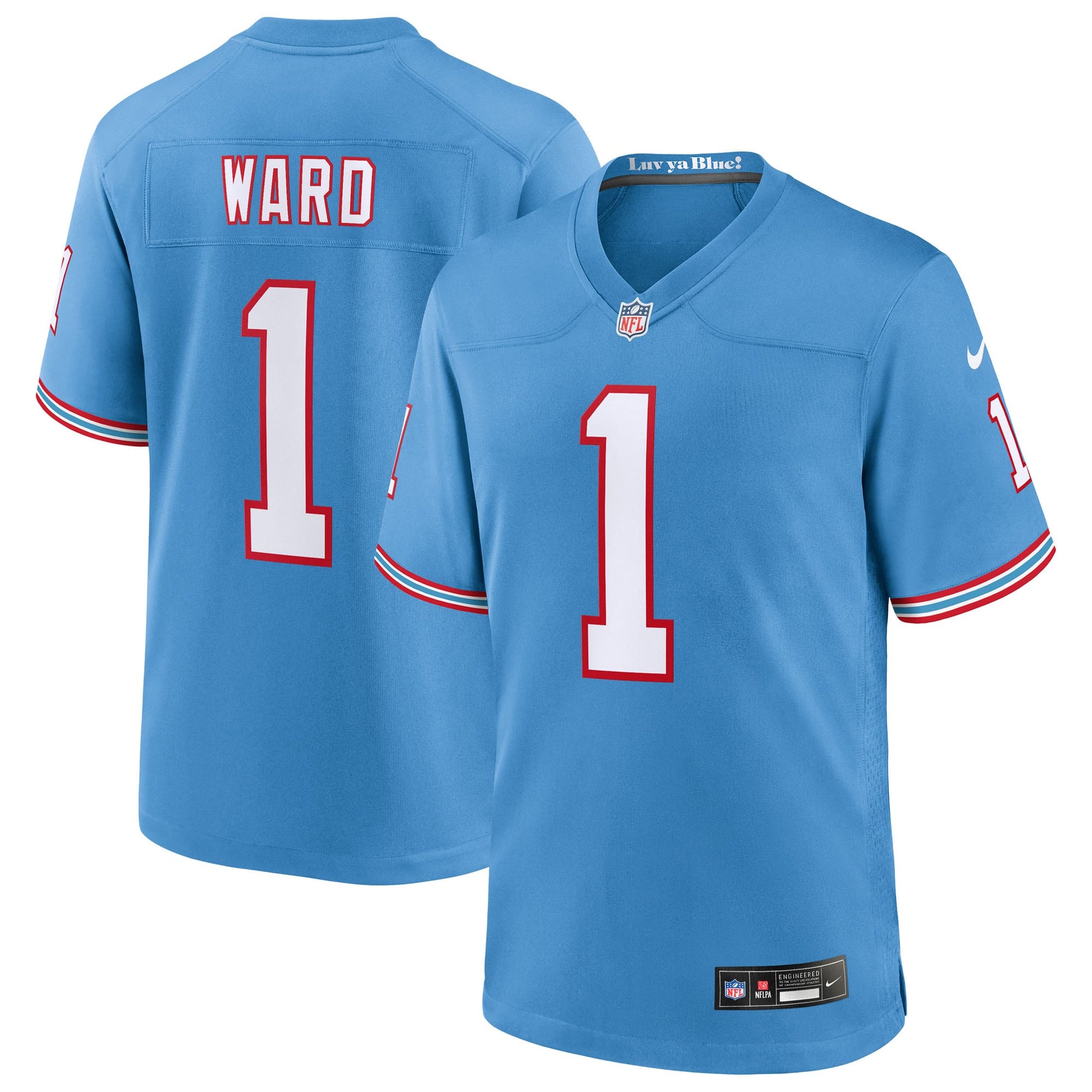 Tennessee Titans Cameron Ward Light Blue 2025 NFL Draft First Round Pick 2nd Alternate Game Jersey football jersey product view 1
