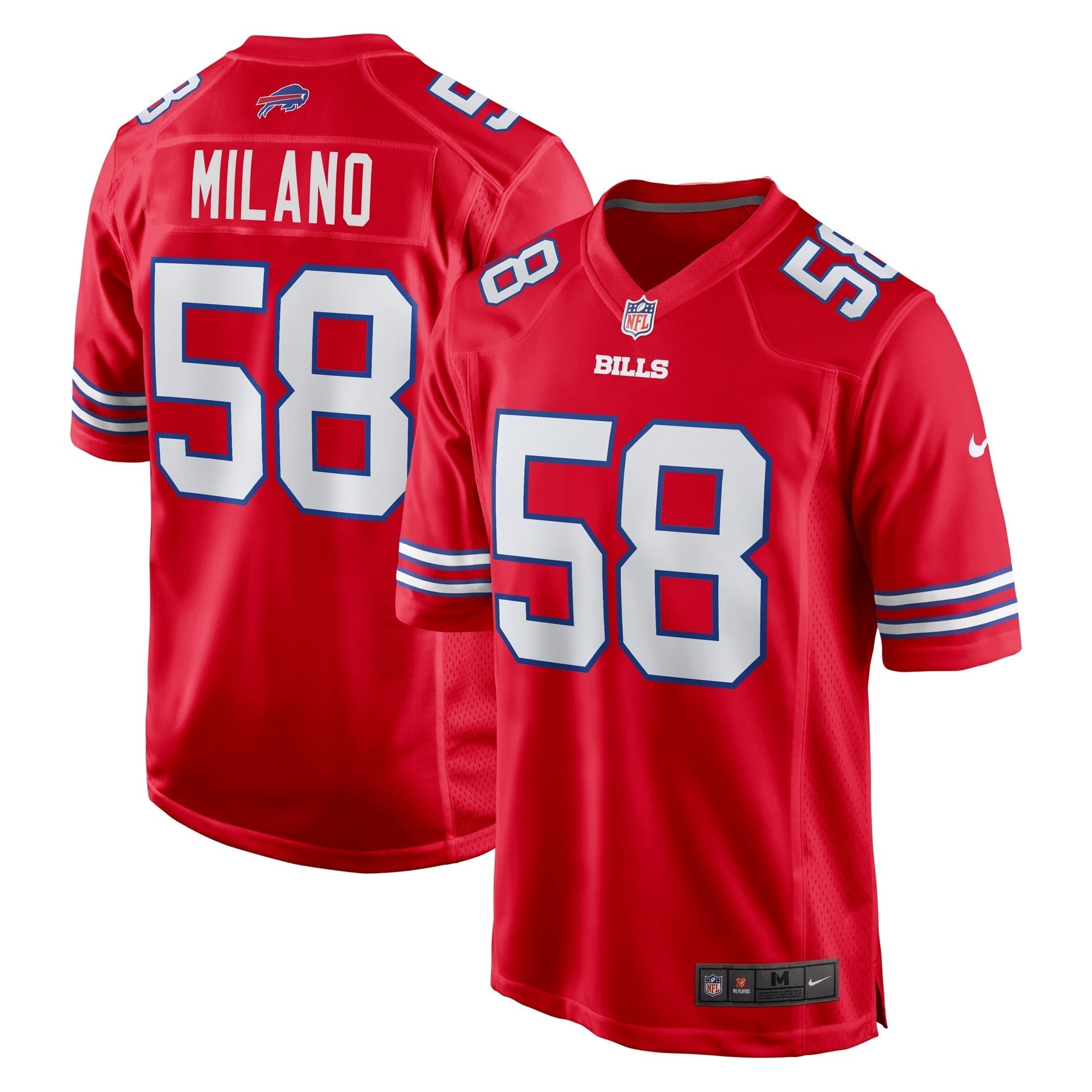 Buffalo Bills Matt Milano Red Alternate Game Jersey football jersey product view 1
