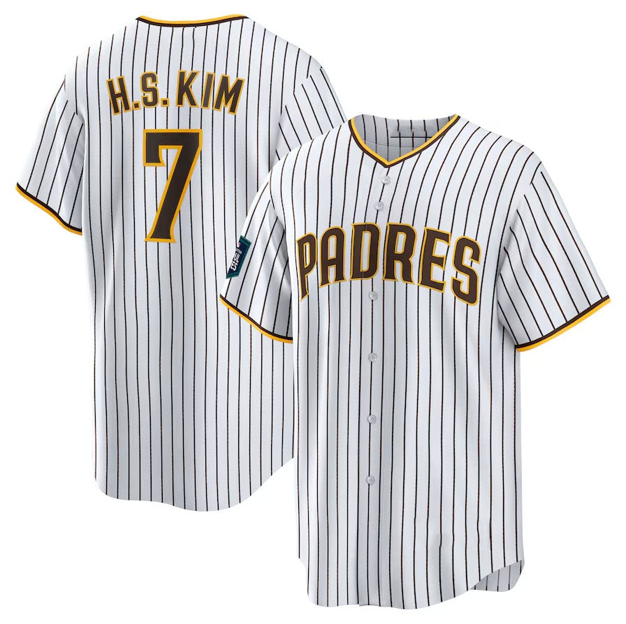San Diego Padres #7 Ha-Seong Kim 2024 World Tour Seoul Series Home Replica Player Jersey - White Baseball Jerseys baseball jersey product view 1