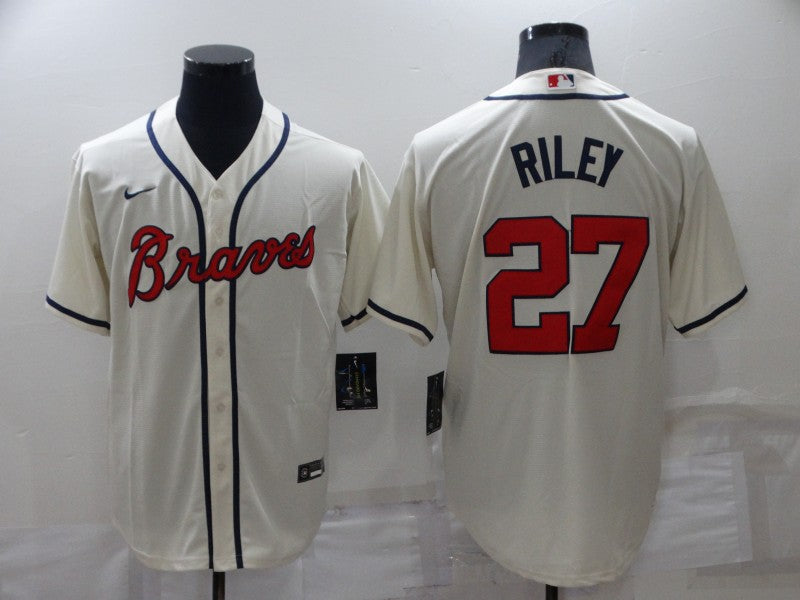 Men's Atlanta Braves Austin Riley Beige Replica Player Jersey baseball jersey product view 1