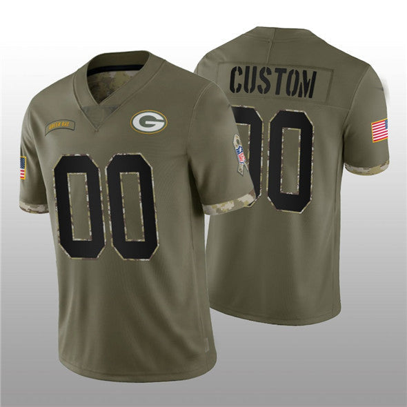 Custom1 Green Bay Packers ACTIVE PLAYER 2022 Olive Salute To Service Limited Stitched Jersey1 American Football Jerseys football jersey product view 1