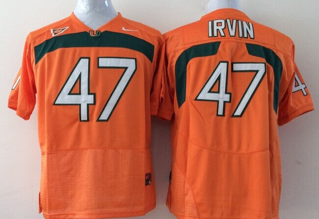 Men's Miami Hurricanes Michael Irvin #47 Orange Team Football Jersey football jersey product view 1