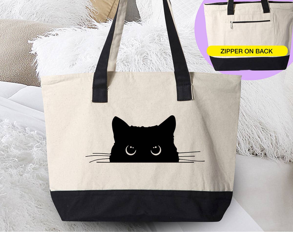 Cat Peaking -  Funny Cute Cat Tote Bag Unisex T-shirt, Sweatshirt, Hoodie, Long Sleeve Tee - T-Shirt, Sweatshirt, Hoodie