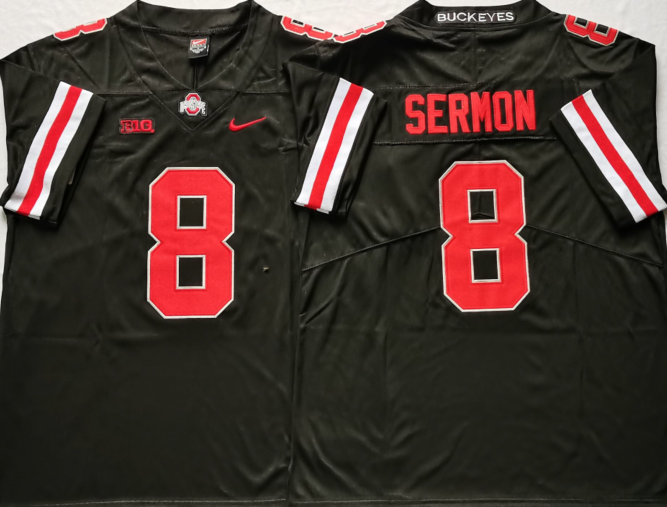 Men's Ohio State Buckeyes Trey Sermon Black Player Game Jersey sports jersey product view 1