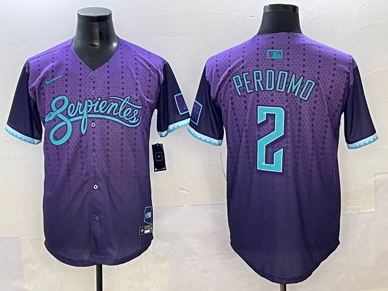 Men's Arizona Diamondbacks Geraldo Perdomo #2 Purple 2025 City Connect Limited Player Jersey baseball jersey product view 1