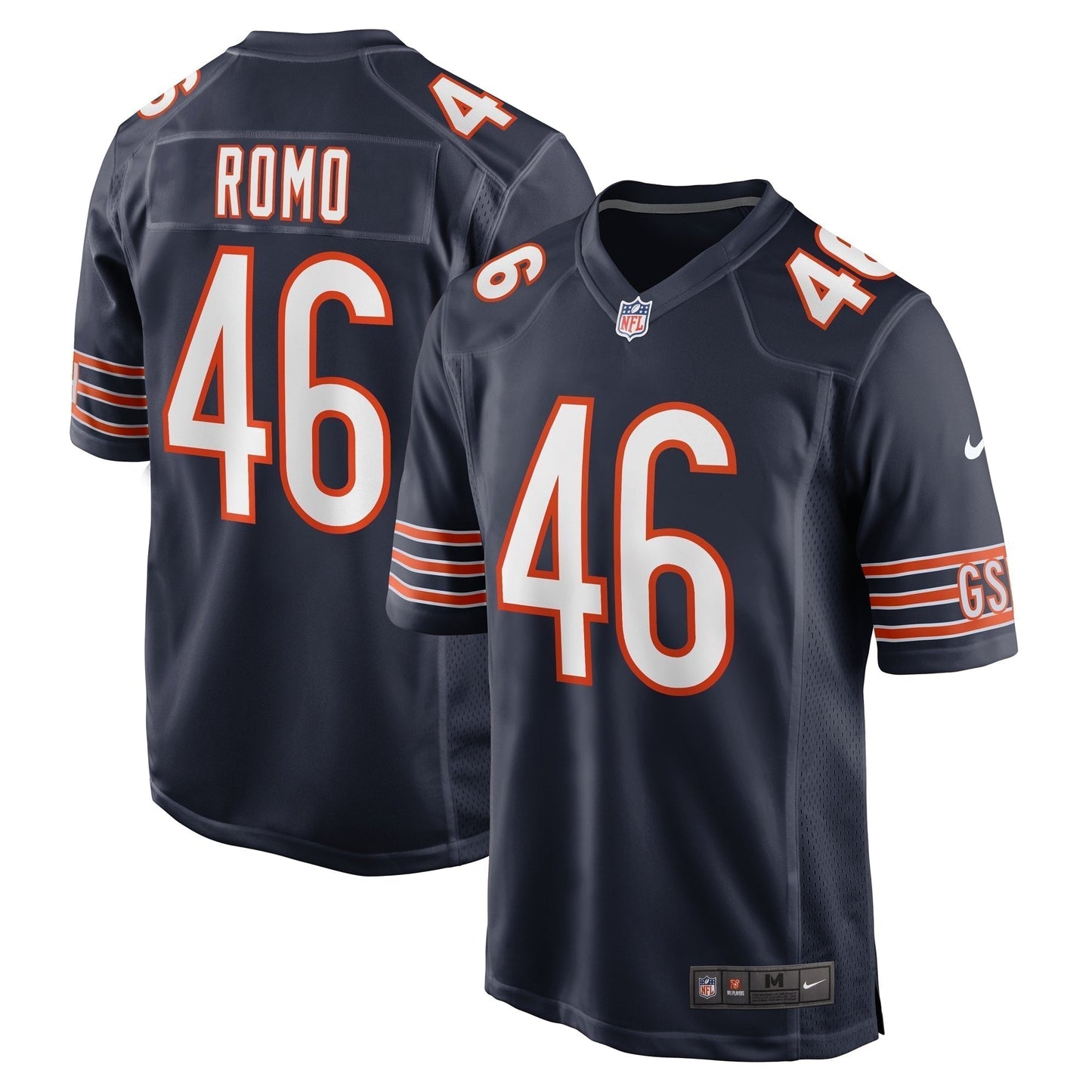 John Parker Romo Chicago Bears Team Game Jersey - Navy football jersey product view 1