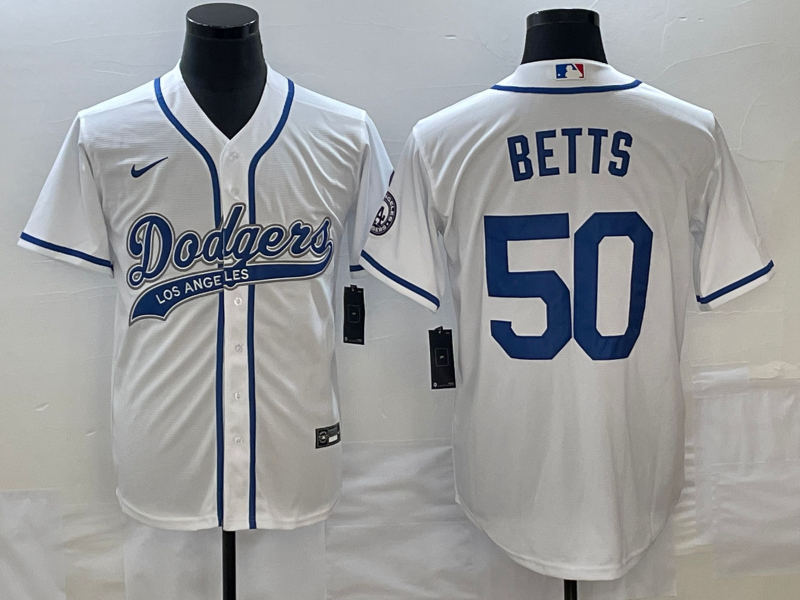 Men's Los Angeles Dodgers Mookie Betts White Player Jersey Joint Edition baseball jersey product view 1