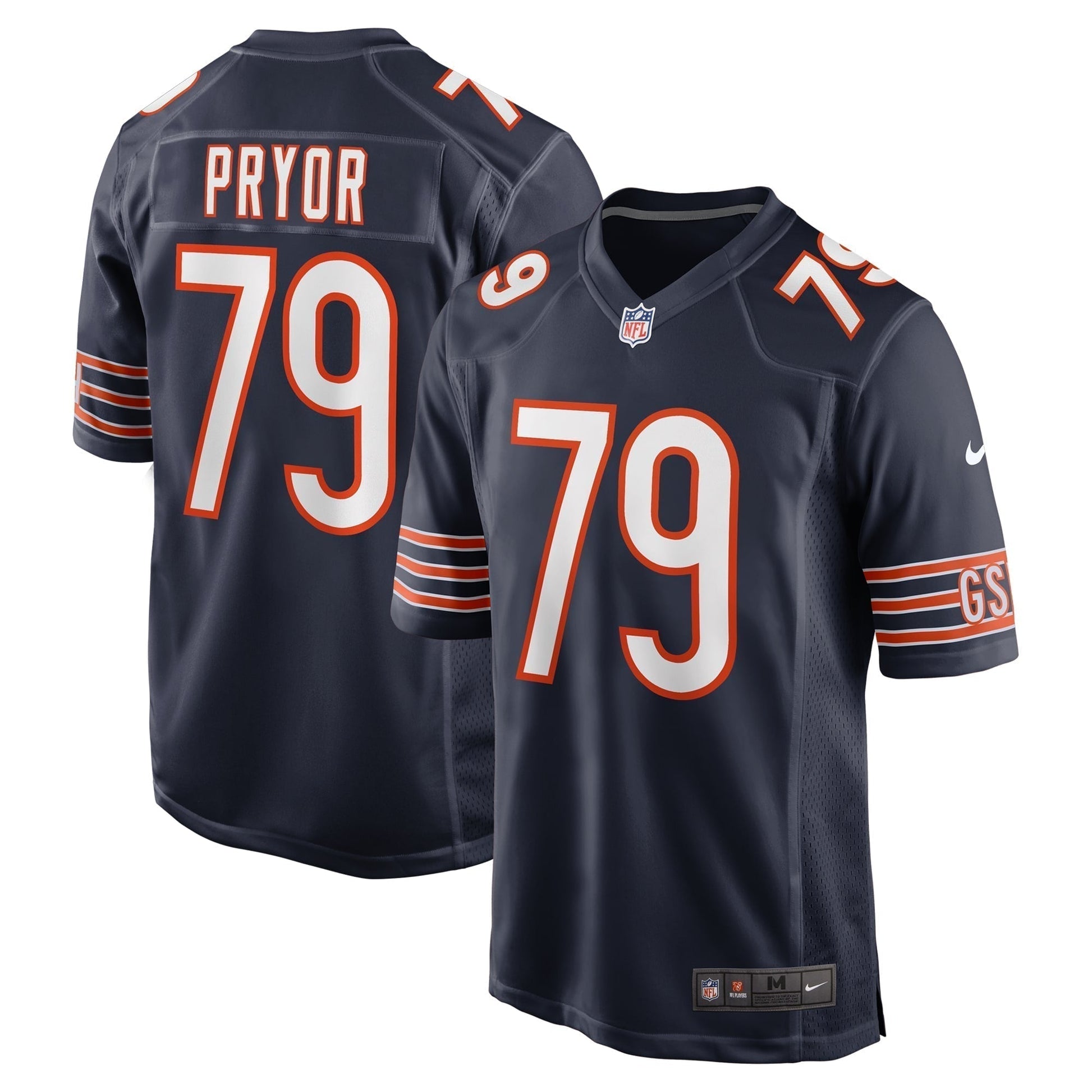 Matt Pryor Chicago Bears Game Jersey - Navy football jersey product view 1