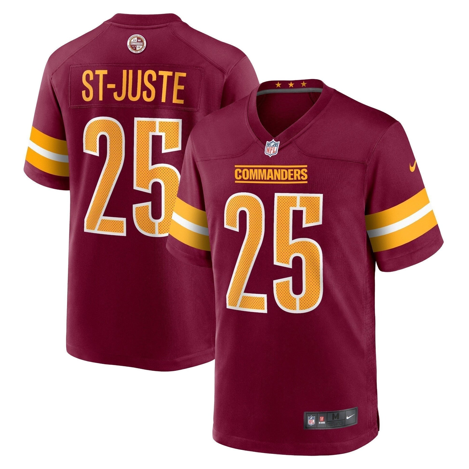 Benjamin St-Juste Washington Commanders Game Jersey - Burgundy football jersey product view 1