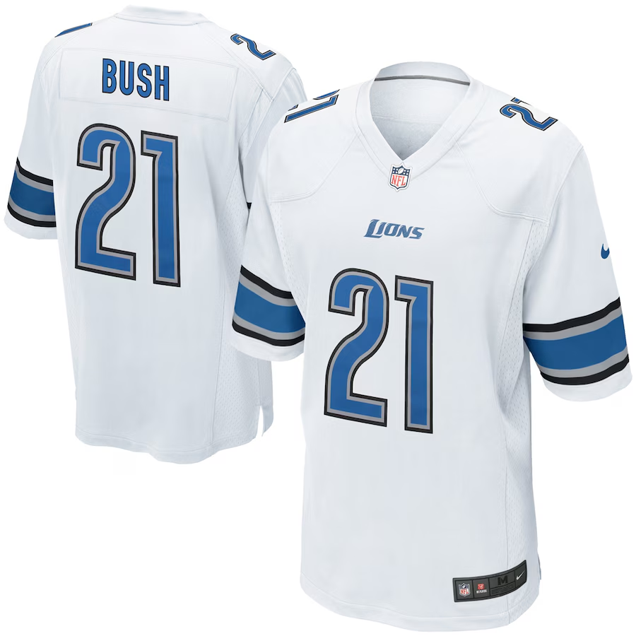 Reggie Bush Detroit Lions Game Jersey - White football jersey product view 1