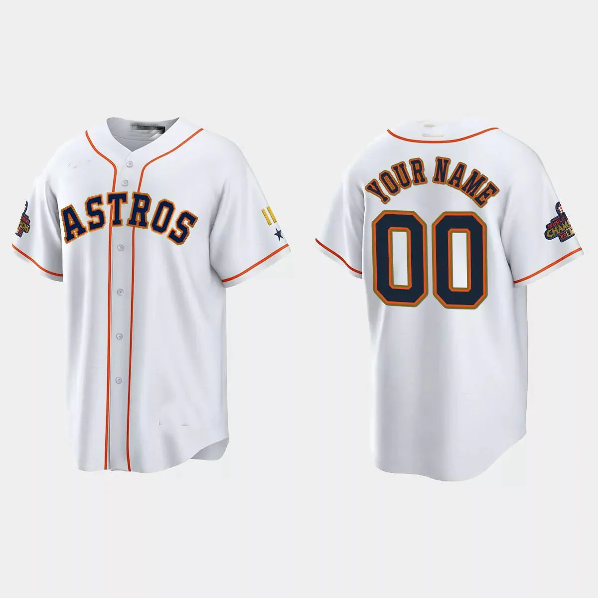 Men's Houston Astros White 2023 Gold Collection Replica Custom Jersey baseball jersey product view 1